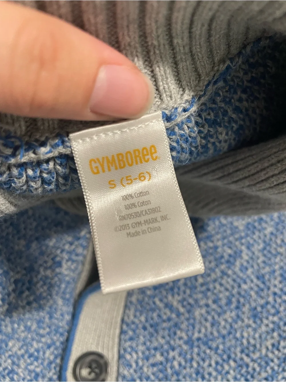 Gymboree Boys Blue and Grey Cardigan